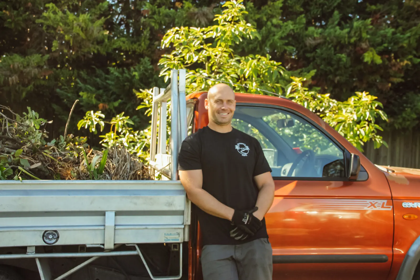 On site with the ute loaded with green waste from a clearance